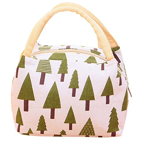Printing Lunch Bags, Paymenow Waterproof Canvas Insulated Zip Stylish Portable Cooler Bag Lunch Box Package Food Storage Container for Work or School (B)