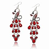 VTG Tibet Silver Diamante Teardrop Eardrop Peacock Dangle Earrings (Pack of 2)