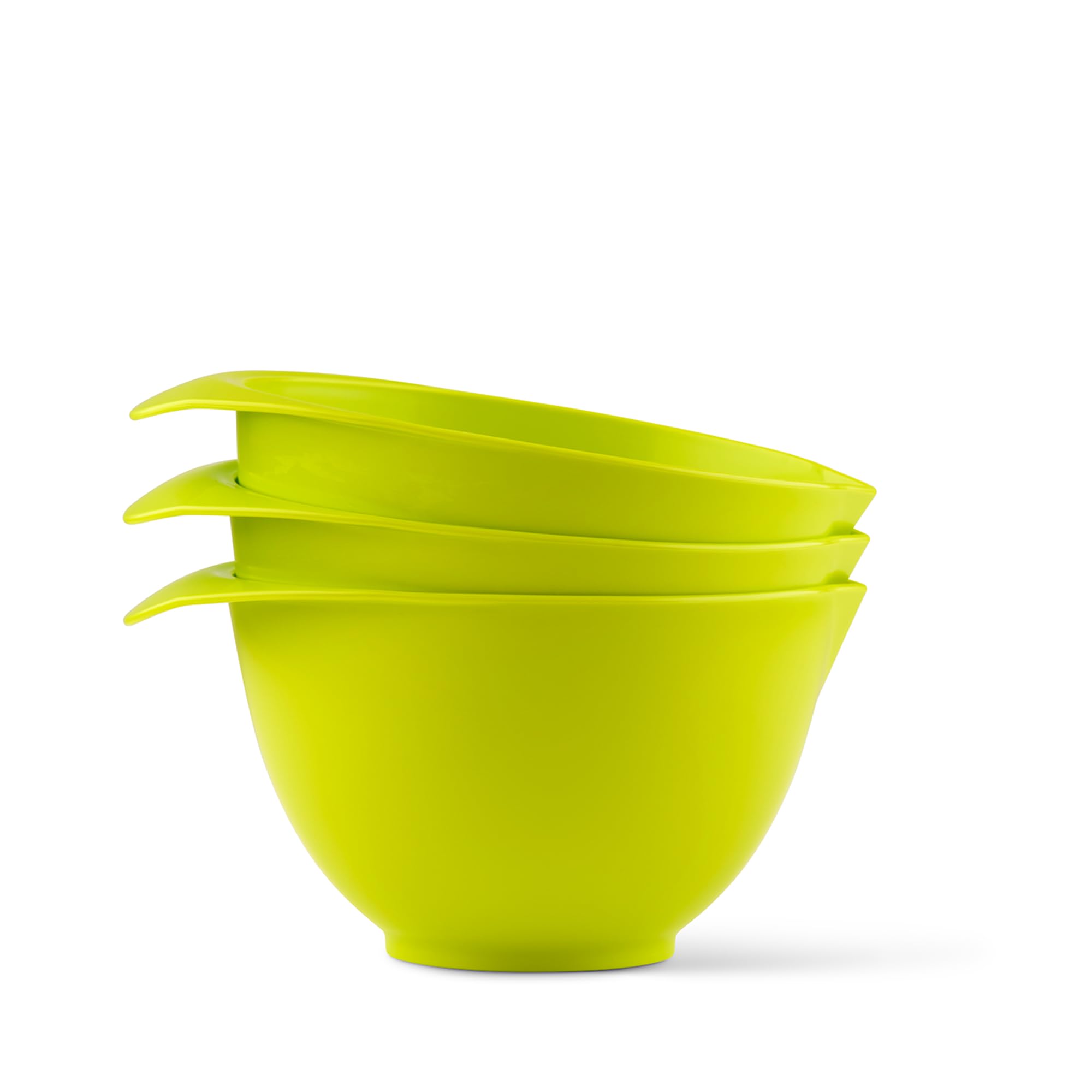 TQGEAR WePrep Mixing Bowl with spout and Handle | Green Set of 3 | Beautifully Bright Coloured Bowl Set | Compact, Stackable & Ergonomically Designed | Proudly Made in The UK