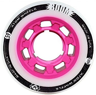 ATOM Boom Nylon Solid Core Quad Roller Skate Wheels - Available in 59x38 or 62x44 Sizes and 3 hardnesses (Firm, X-Firm, XX-Firm) (Pink - Firm, 59mm - 4 Pack)