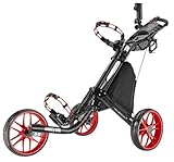 CaddyTek EZ-Fold 3 Wheel Golf Push Cart, Red