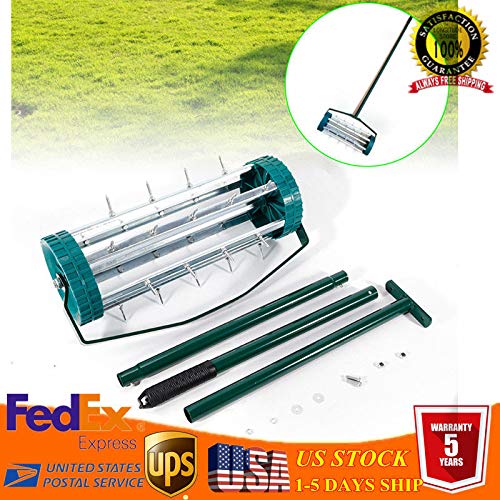 KANING Lawn Aerator Roller,Heavy Duty Aerator Roller Spike Tool with Steel Handle Garden Yard Home Grass USA Stock