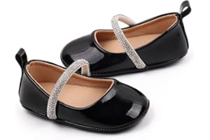 SABATUTU Infant Baby Girls Princess Wedding Dress Mary Jane Flats,Toddler Soft Sole Prewalker Sparkly Lightweight Shoes