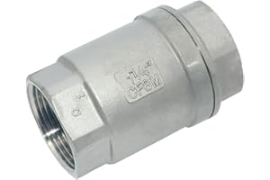 Megairon 1-1/4" NPT Female WOG1000 Check Valve,Spring Loaded In-line Low Cracking Pressure,Stainless Steel SS316 CF8M