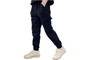 Boys Cargo Joggers Casual Hiking Pants Elastic Waist Jogger Pants Baggy Trousers Comfy Athletic Sweatpants 3-14 Years
