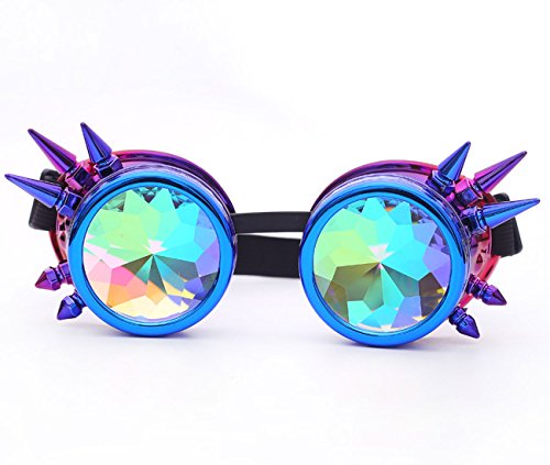 Vintage STEAMPUNK GOGGLES Bling Glasses Kaleidoscope Goth COSPLAY PARTY Rivets