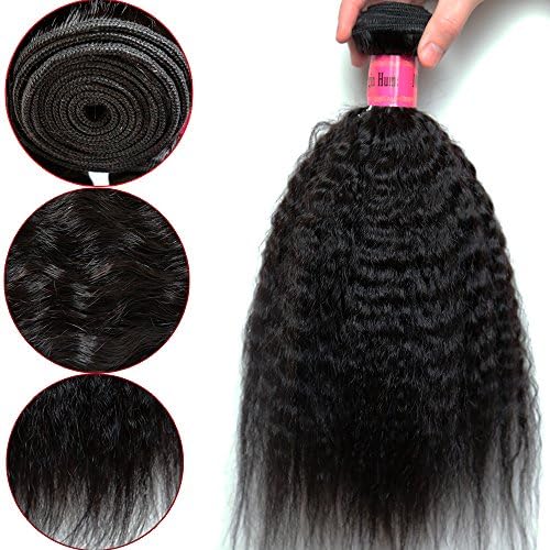 XiaoYuan Brazilian Yaki Straight Hair 3 Bundles 8a 100% Unprocessed Virgin Human Hair Extensions,Natural Color (100+/-5g)/pc