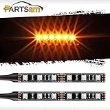 Partsam LED Strip Light Bar 2X 6 LED Black Third Brake Light Motorcycle Turn Signal Backup License Plate Universal Amber Lights Strip