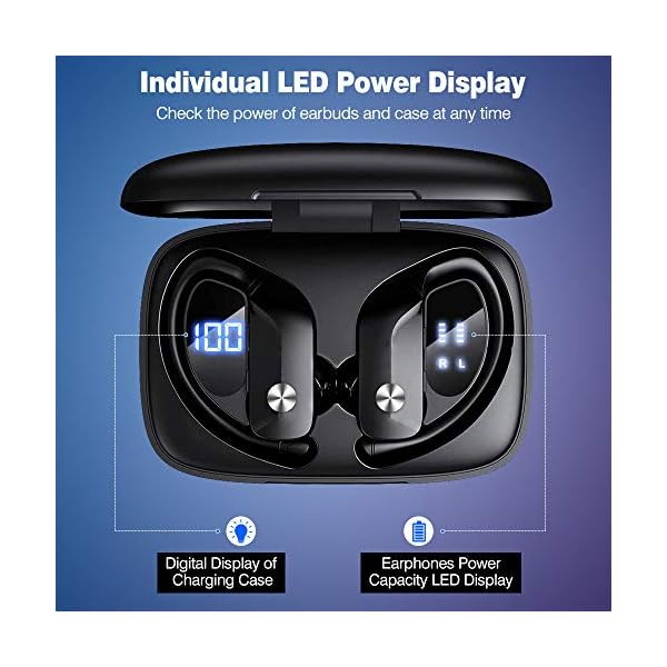 Wireless-Earbuds-Bluetooth-50-Running-Headphones-Premium-Deep-Bass-in-Ear-Earphones-48hrs-Playtime-LED-Display-with-Charging-Case-for-Sport-Running-Gym-Workout2021-Upgrade Wireless Earbuds, Bluetooth 5.0 Running Headphones Premium Deep Bass in-Ear Earphones 48hrs Playtime LED Display with…