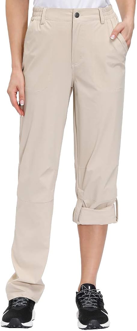 Libin Women's Hiking Pants Lightweight Quick Dry Convertible Roll Up Outdoor Capri Pants, UPF 50, Stretch, Water Resistant: Clothing