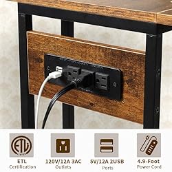 Hadulcet C Shaped End Table with Charging Station