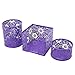 Crystallove Metal Mesh Office Supplies Desk Organizer, Purple-Style 2, Set of 3