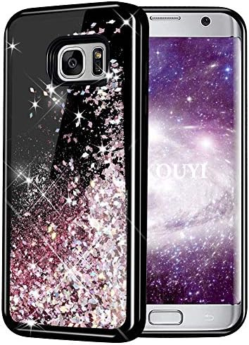 KOUYI for Galaxy S7 Edge Case Glitter, [Twinkling of Starry Night Series] Fashioin Flowing Liquid Floating Sparkly Bling Quicksand 3D Flexible TPU Cover for Samsung Galaxy S7 Edge (Rose Gold)