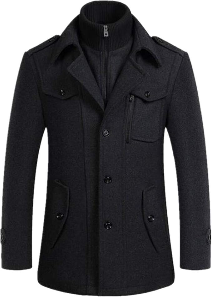 Newbestyle Men's Slim Fit Winter Warm Short Wool Blend Coat Business Jacket: Amazon.ca: Clothing 