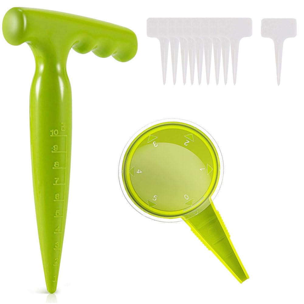 zalati Plant Seed Sower Set 5 Sizes Holes Garden Tools Kit with Puncher, Labels for Gardening