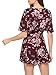 SheIn Women's V Neck Floral Print Tie Waist Short Romper Jumpsuit Medium #Burgundy