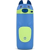 Ello Ellies 12oz Vacuum Insulated Stainless Steel Kids Water Bottle with Straw and Built-in Carrying Handle and Leak-Proof Locking Lid for School Backpack, Lunchbox and Outdoor Sports, Dog