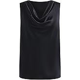 winkbay Women's Solid Satin Blouses Draped Collar Sleeveless Casual Summer Tops