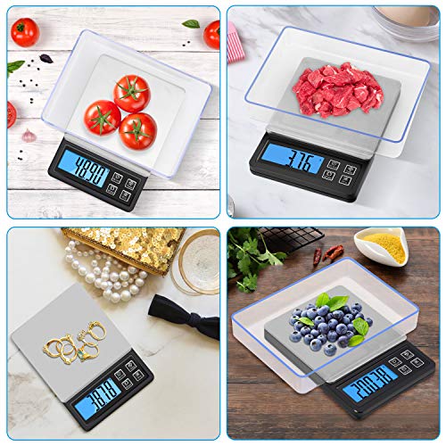Zibet Rechargeable Digital Kitchen Scale Food Scale Jewelry Scale,0.01g-600g Pocket Scale with Backlit LCD Display,Tray,6 Units,Auto Off,PCS and Tare Function,Stainless Steel - Thumbnail 5