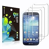 [3 Pack] Samsung Galaxy S4 Tempered Glass Screen Protector,Haodewei [Easy-Install] Bubble Free [Touch Sensitive] Clear Screen Protector+ [ 1 Pack ]Carbon Fiber Back Protector