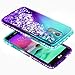 LG Stylo 3 Case (LS777), LG Stylo 3 Plus/Stylus 3 Glitter Case w/[Tempered Glass Screen Protector], NageBee Sparkle Bling Liquid Floating Quicksand Shockproof Women Kids Girls Cute Case -Aqua/Purple