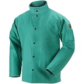 Black Stallion (F9-30C Welding Jacket, 9 oz Flame Resistant Cotton, Stand-Up Welder's Collar, Leather Reinforced Snaps, Scribe Pockets &amp; Inside Pocket, Medium, Green