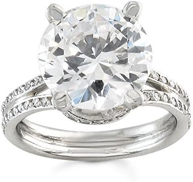 Ladies 14kt white gold Pave diamond engagement ring with 2ct Round white sapphire and 0.33 ctw G-VS2 quality diamonds