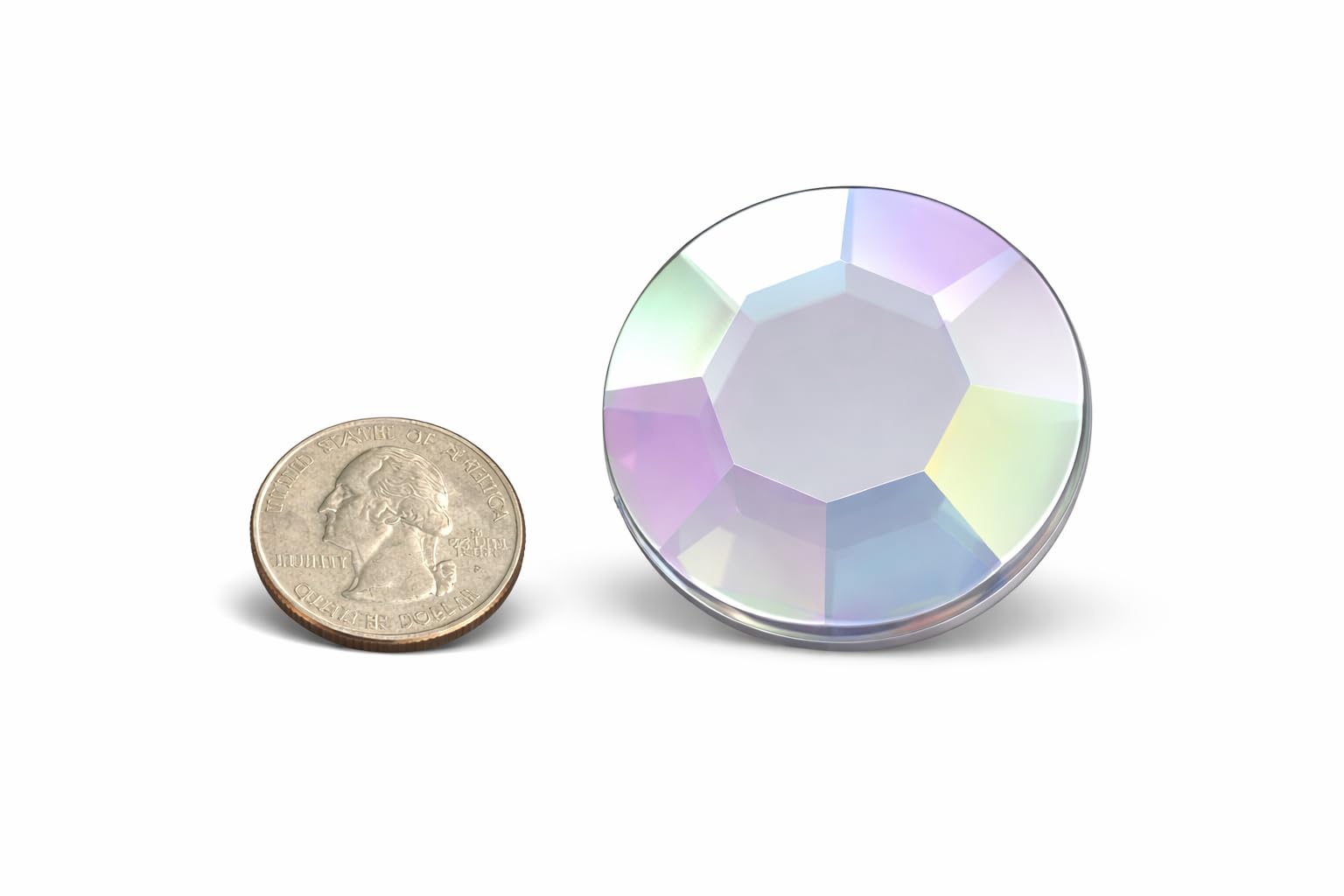 Allstarco 45mm Large Acrylic Cosplay Gems Flat Back Plastic Rhinestones For Jewelry Making, Costumes, Scrapbooking, Props, Crafts Embelishments 2PCS (Crystal AB H702)