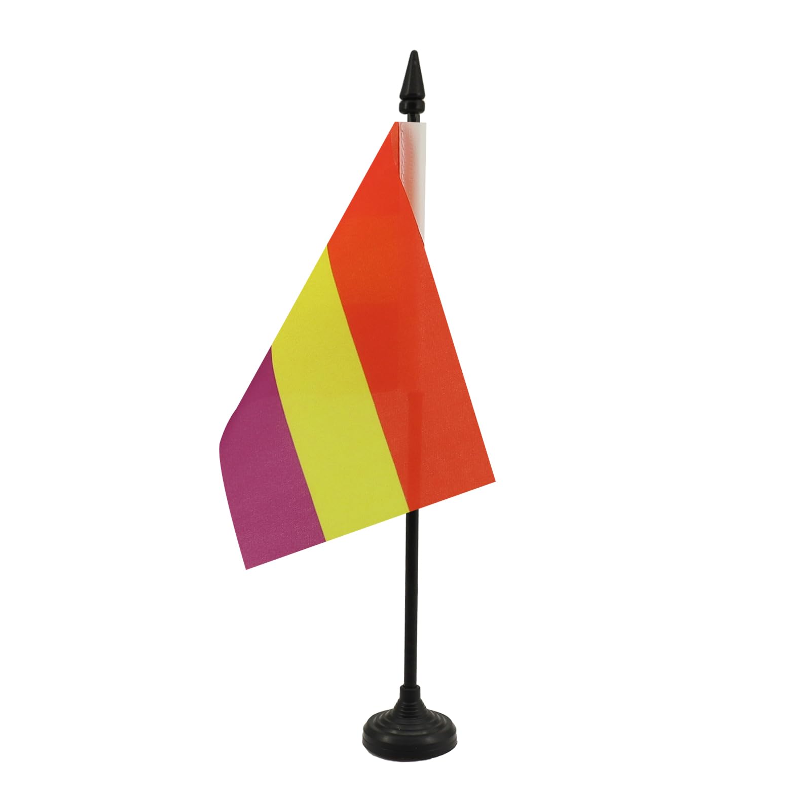 AZ FLAG - Second Spanish Republic Table Flag 4'' x 6'' - Spain Republican Office Mini Banner 100% Polyester 15 x 10 cm - Mini Desk Flag with 10'' Pole and Black Plastic Base