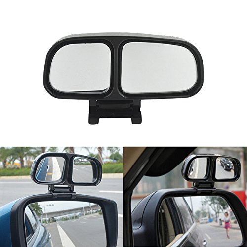 Car Auxiliary Right Chrome Blind Spot Mirror, ECLEAR Universal Rear Side 360°Wide Angle View Mirrors for Vehicle Suv Truck Motorcycle Fit Stick-on Design 1 Piece,Black