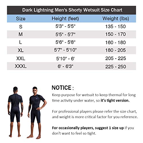 image for Dark Lightning Men's and Women's Shorty Wetsuit, 2mm Premium Neoprene 