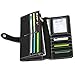 Cynure Women's Vegan Leather 17 Card Slots Card Holder Long Big Bifold Wallet,Black