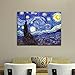 Wieco Art Large Starry Night by Van Gogh Classical Famous Artwork Modern Canvas Prints Blue Abstract Landscape Pictures Prints on Canvas Wall Art for Living Room Bedroom Home Decorations