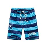 Men's Swim Trunks Quick Dry Stripe Board Shorts Swimwear Beach Shorts with Pockets