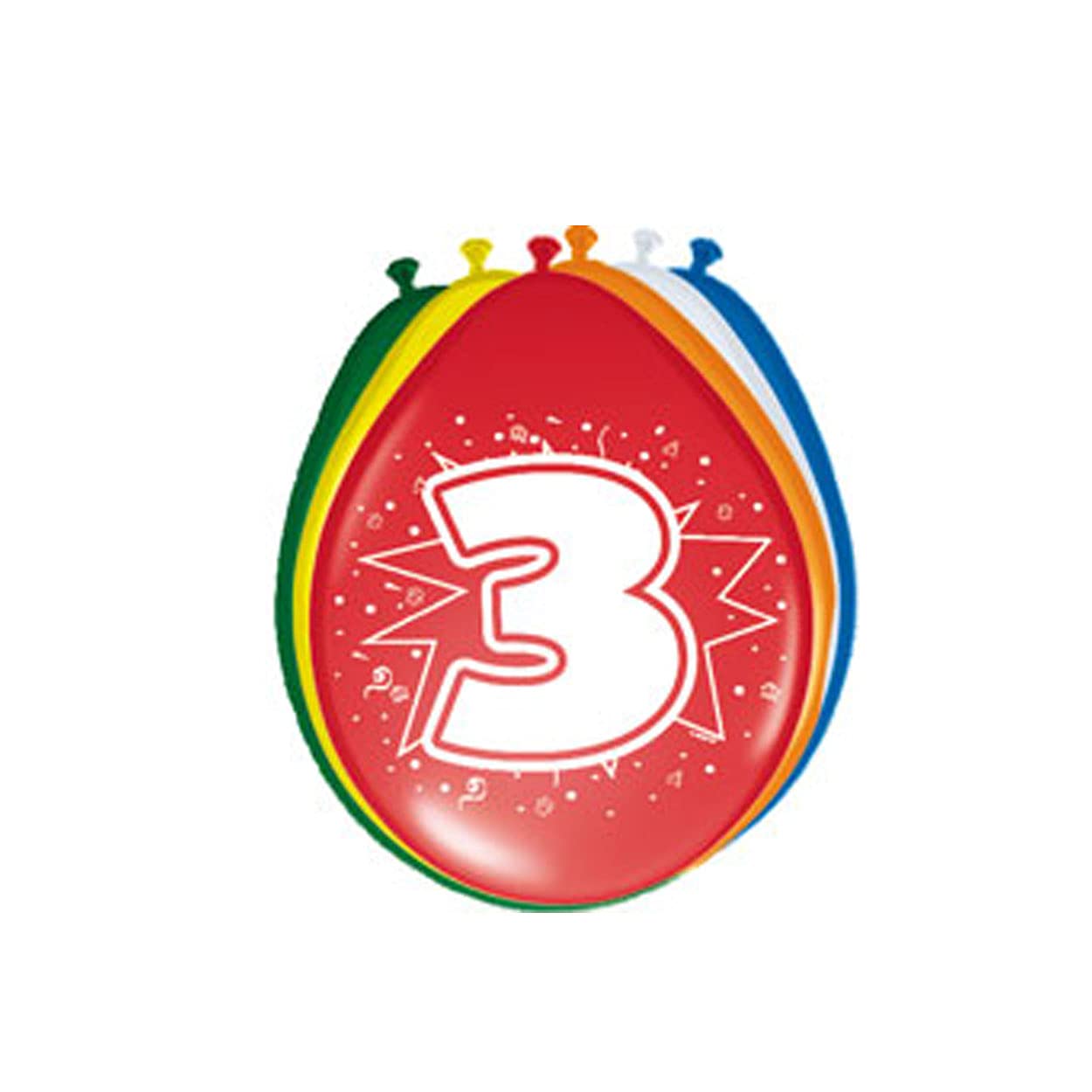 Folat - 3 Years Balloons for Party Decoration - Multicolor - 12In / 30cm - 8 pieces
