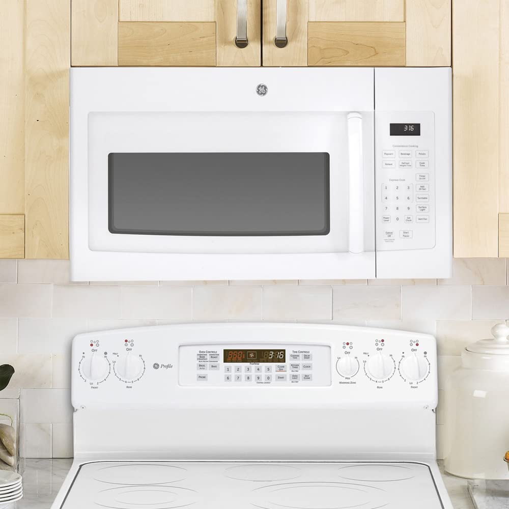 GE JVM3160DFWW 1.6 Cu. Ft. Over-the-Range Microwave Oven White Bundle with Premium 2 YR CPS Enhanced Protection Pack