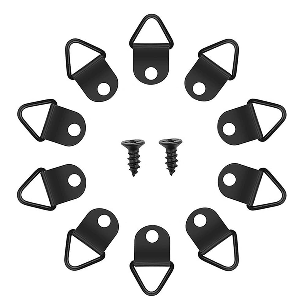 CYIOU 50 Pcs Picture Hanging Hooks D Ring Wall Bracket Hanger Canvas Hanging Kits with Screws for Hanging Mirrors Paintings Frame