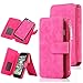 iPhone 7 Plus Case, iPhone 8 Plus Case, CaseUp 12 Card Slot - [Zipper Cash Storage] Premium Flip PU Leather Wallet Case Cover With Detachable Magnetic Hard Case - Pink