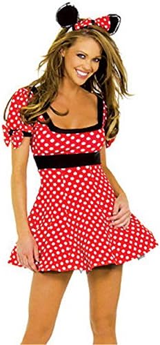 FASHION LOVER Women's Cute Dress Adult Minnie Mouse Costume Cosplay Red Size L