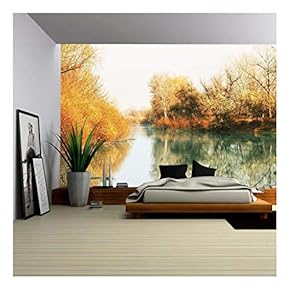 Picturesque Rural Landscapes on Lake - Removable Wall Mural | Self-Adhesive Large Wallpaper - 66x96 inches