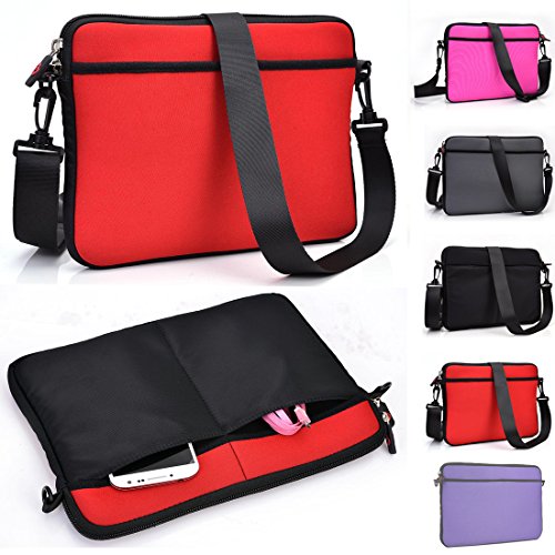 Kroo Tablet Sleeve Messenger Bag with Shoulder Strap Neoprene Protective Cover Case (Retro Red) - Thumbnail 7