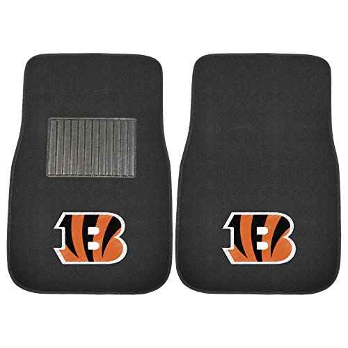 FANMATS 10297 Team Color One Size 2 Piece Embroidered Car Mat Set NFL (Cincinnati Bengals), 2 Pack