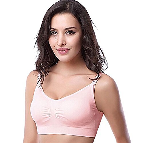 Anmengte Womens Seamless Push Up Nursing Bra Comfort Sleep Maternity Bralette (L, 03Pink)