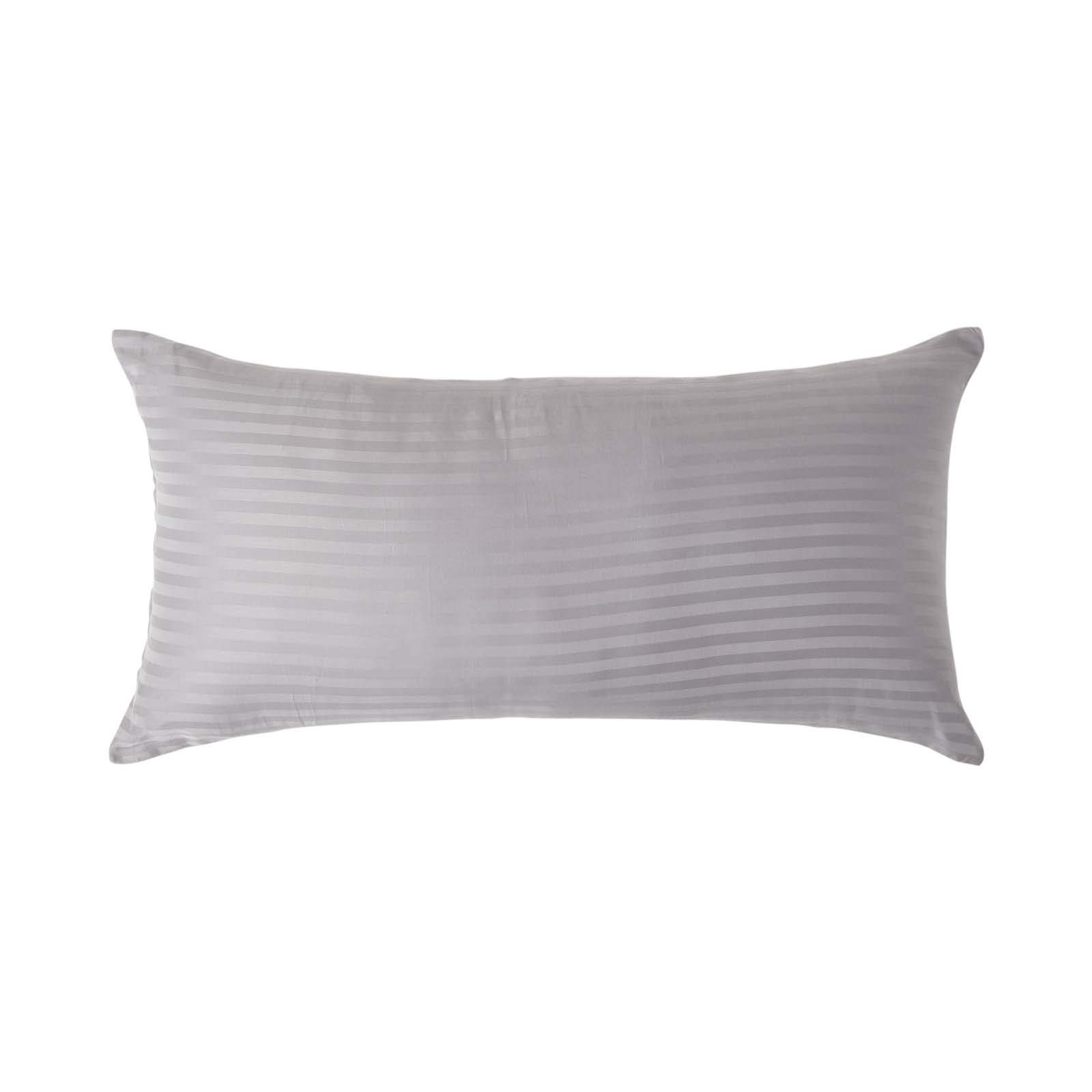 HOMESCAPES Grey Pure Egyptian Cotton Euro Size Pillowcase 40 x 80 cm 330 TC 500 Thread Count Percale Equivalent Satin Stripe Pillow Case with Zip