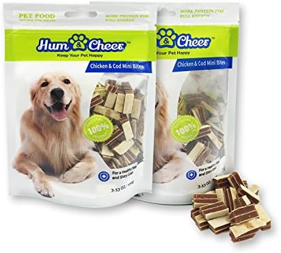 Hum Cheer Dog Treats Puppy Training Snacks,Chicken Cod Mini Bites 7 oz