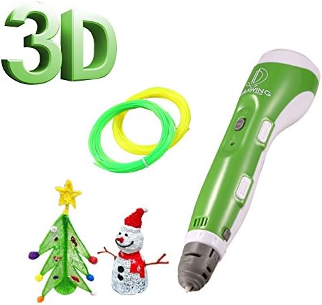 3D Doodler Pen, IDRAWING 3D Printing Pen for Kids &amp; Adults Portable Drawing Printer Pen With 2 PLA Filament Refills(Random Colors) DIY Arts Crafts Perfect Gift - Green