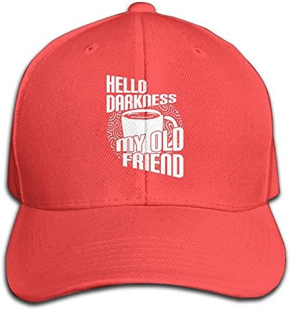 YY0X0XAD Hat Hello Darkness My Old Friend - Coffee Java Hat Snap-Back Hip-Hop Cap Baseball Hat Head-Wear Cotton Trucker Hats Red