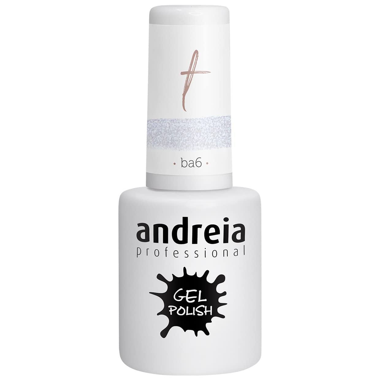 Andreia Semi-Permanent Nail Gel Polish for UV/LED Lamp - Intense Shine and 4 weeks Lasting Manicure Nail Gel Varnish - Colour BA6 Clear Glitter 10.5 ml