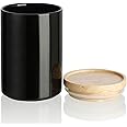 Sweejar Kitchen Canisters Ceramic Food Storage Jar, Stackable Containers with Airtight Seal Wooden Lid for Serving Ground Coffee, Tea, Sugar, Salt and More - 28 Fl Oz (Black)