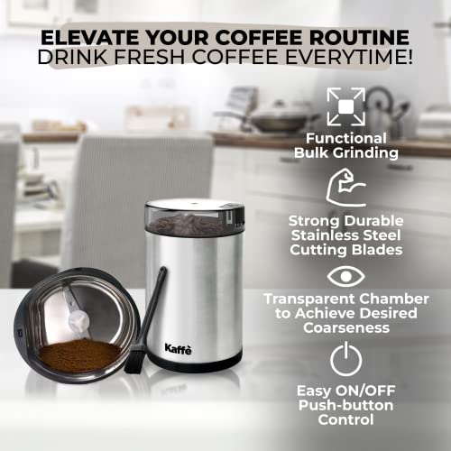 Kaffe Coffee Grinder Electric Spice Grinder w/Cleaning Brush, Easy On